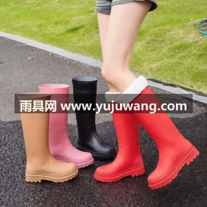 一体成型 · PVC材质 · 可拆卸棉套 武汉大型雨具源头供应链供货高筒女士雨鞋， 图4