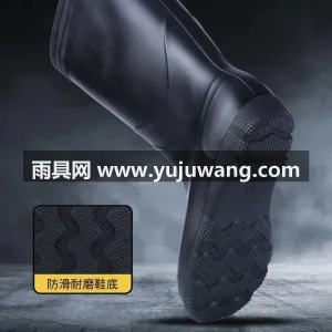PVC材质 · 可拆卸棉套 · 一体成型 武汉大型雨具源头供应链供货男士磨砂黑雨鞋 图3