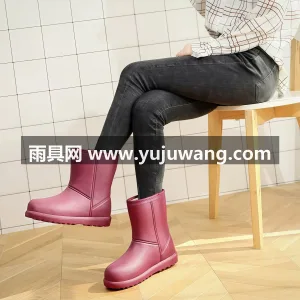 环保EVA材质 · 加绒保暖内里 · 一 武汉大型雨具供应链供货女款加绒雨鞋，专为 图2
