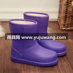 环保EVA材质 · 加绒保暖内里 · 一 武汉大型雨具供应链供货女款加绒雨鞋，专为 图4