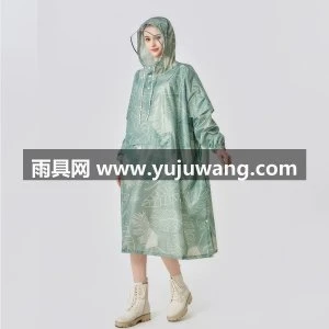 雨衣成人男女长款户外徒步旅游骑行背包反光雨披复古元素