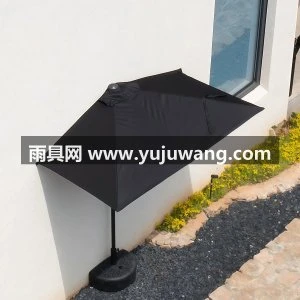 黑色户外遮阳伞小型阳台靠墙半边伞太阳伞长方形花园绿植遮阳棚