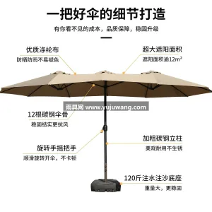 250G加厚防水涤纶布 · 伞骨加粗铝合 武汉专业雨具厂家直销三头中柱户外太阳伞， 图6