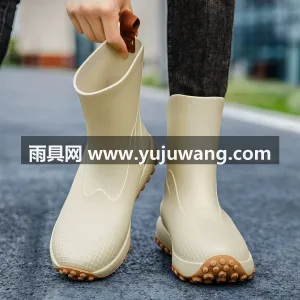 一体成型 · PVC材质 · 防滑纹路  武汉大型雨具供应链供货男款中筒加绒雨鞋， 图5
