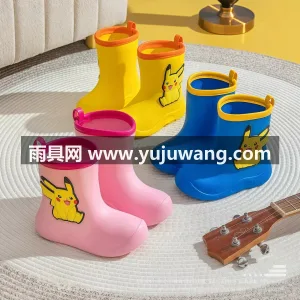 EVA材质 · 可拆卸棉套 · 轮胎式防 武汉大型雨具供应链供货皮卡丘主题儿童雨鞋 图2