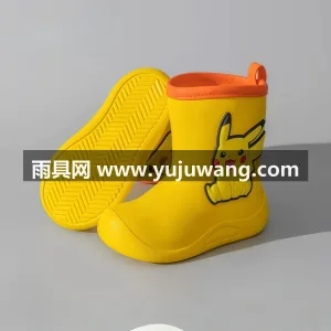 EVA材质 · 可拆卸棉套 · 轮胎式防 武汉大型雨具供应链供货皮卡丘主题儿童雨鞋 图3