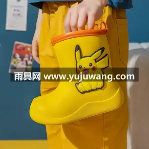 EVA材质 · 可拆卸棉套 · 轮胎式防 武汉大型雨具供应链供货皮卡丘主题儿童雨鞋 图4