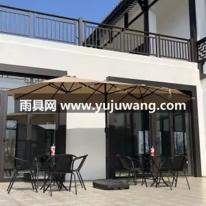 加粗铁合金/铝合金伞柱 · 高韧性玻纤伞 武汉本地雨伞供应链服务供应白色双头户外遮 图4