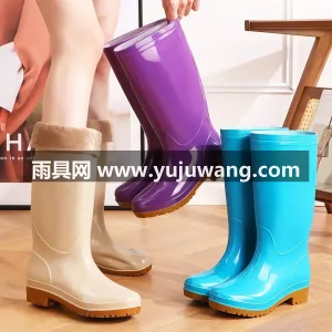 PVC材质 · 鞋底防滑纹理 武汉大型雨具供应链供货大号女款高筒雨靴， 图2
