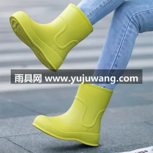 一体成型 · 可拆卸加绒棉套 · PVC材质 时尚短筒雨鞋女士新款软底防水雨靴防滑耐磨工作胶鞋加