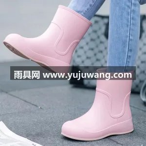 一体成型 · 可拆卸加绒棉套 · PVC 武汉大型雨具供应链供货时尚短筒女士雨鞋， 图4