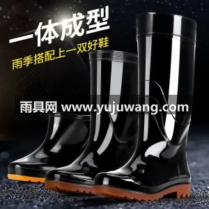 牛筋鞋底 · 一体成型 · 优质PVC材 这款男士高筒加厚劳保雨靴，甄选优质橡胶材 图2