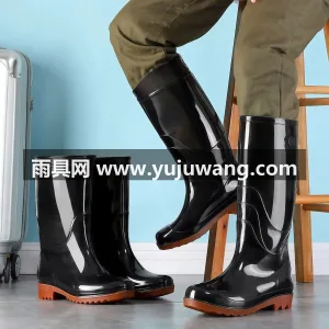 牛筋鞋底 · 一体成型 · 优质PVC材 这款男士高筒加厚劳保雨靴，甄选优质橡胶材 图3