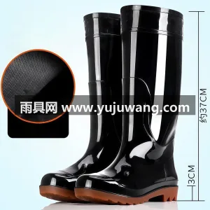 牛筋鞋底 · 一体成型 · 优质PVC材 这款男士高筒加厚劳保雨靴，甄选优质橡胶材 图4