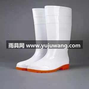 束口设计 · 加厚贴皮 · 加绒可拆卸 本款大码白色食品厂专用雨鞋，为武汉大型专 图2