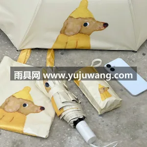 210T高密度碰击布 · 加厚黑胶防晒涂 这款韩系小狗图案晴雨伞，由武汉专业大型雨 图3