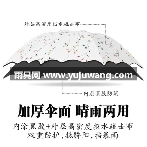 高密黑胶涂层UPF50+ · 280T加 本款女士晴雨两用伞由武汉专业雨具制造厂家 图5