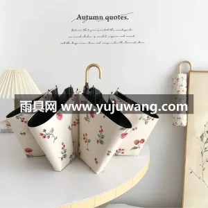 高密防水聚酯纤维碰击布 · 8 骨加固玻纤抗风伞骨 复古弯钩太阳伞防晒防紫外线便携黑胶小巧折叠遮阳手动