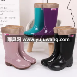 一体成型 · 耐磨防水· 防滑纹理 武汉大型雨具供应链供货，女款高筒加绒雨靴 图4