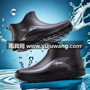 时尚钓鱼工作雨鞋男士短筒防水休闲雨靴外穿厨房防滑胶鞋厚底水鞋