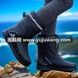 雨鞋男款防水束口钓鱼轻便水鞋绒套保暖防滑胶鞋平底外卖骑手雨靴