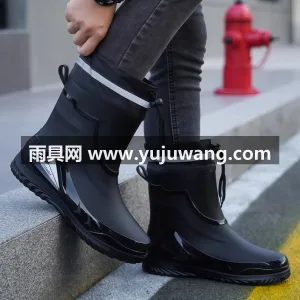 轻便舒适 · PVC材质 · 防滑鞋底  武汉专业雨具厂家推出男士束口雨靴，平底轻 图3