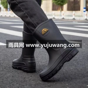 德系中筒雨鞋男款防滑防水中筒雨靴秋冬加棉洗车工作胶鞋钓鱼水鞋